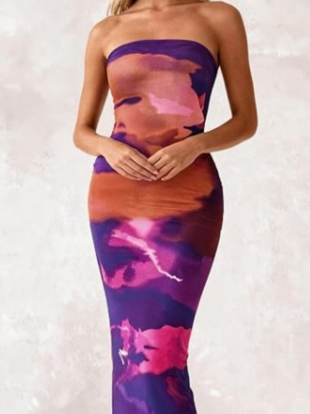 Watercolor Baddie Strapless Bodycon Dress - NWT